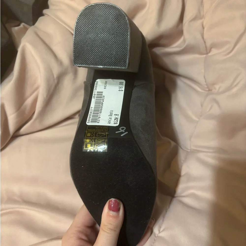 Grey suede heel booties - Picture 4 of 5